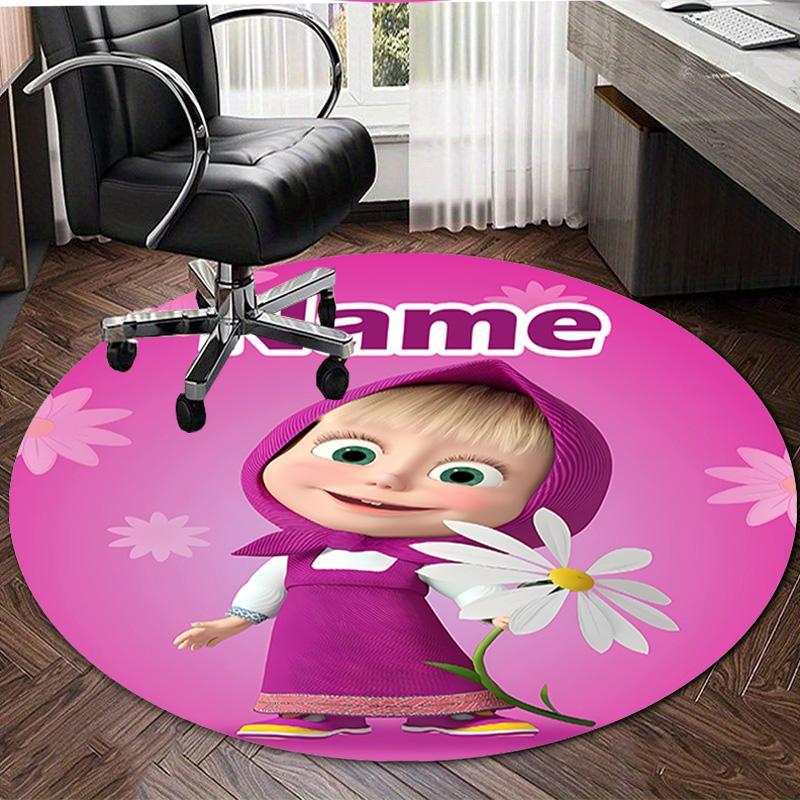 Personalized M-Masha and the Bear Round Chair Office Rug - Perfect for Mat, Office Chair & More - Ideal Gift for Birthdays and Holidays