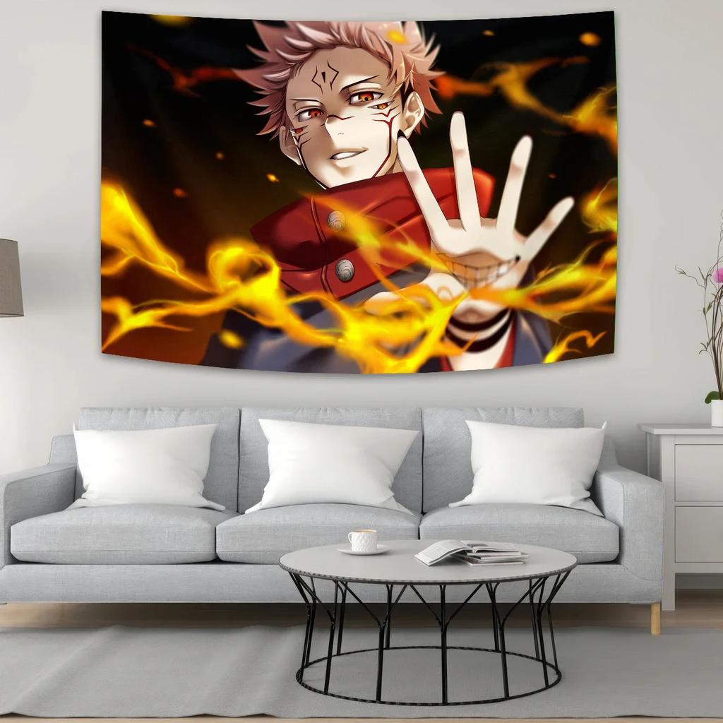 Anime Action Heroes Tapestry Dynamic Battle Scene Design Perfect for Fan Room Decor Large Wall Hanging Artwork