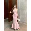 With Accessory Chest Pads, High-end Diamond-encrusted Fashionable and Sexy Suspender Dress, Pure Slim-fitting Hip-wrap Skirt