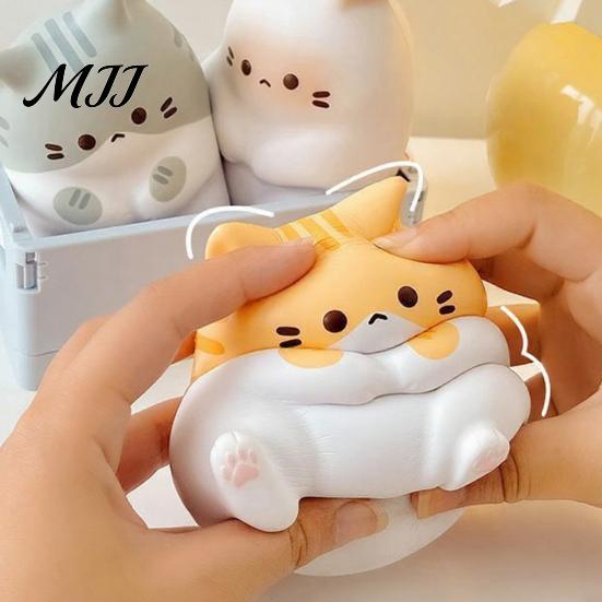 Fidget Stress Reliever Relief Cartoon Cat Toy Soft Stretchy Fat Kitten Squeeze Adult Hand Relaxation Anxiety Reduction Animal Sensory Party