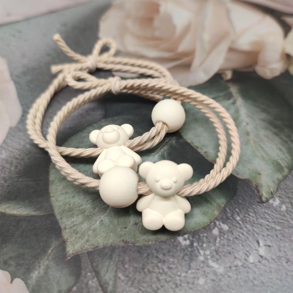 Women Hair Tie Girls Elastic Cute Elegant Ball Bear Shaped Pendant Hair Rope Ponytail Holder for