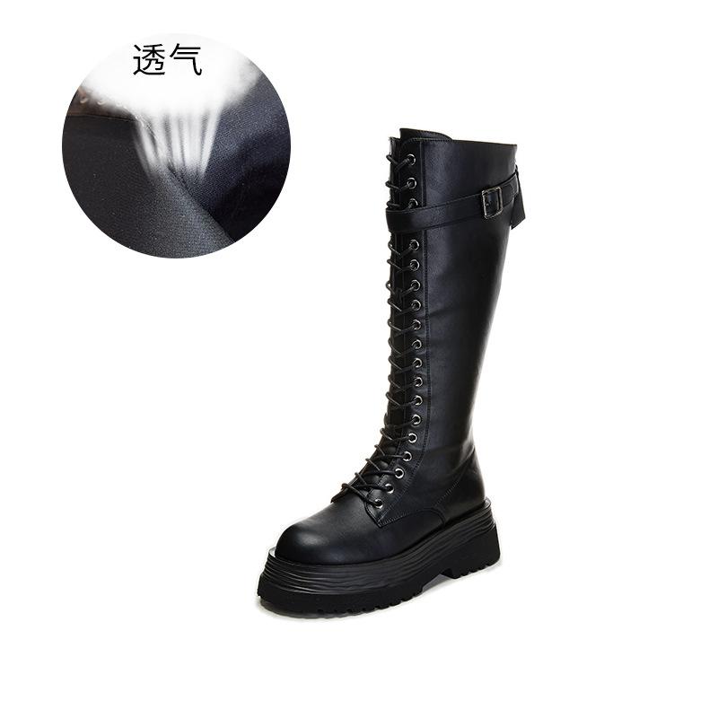 Britischer Stil Ritterstiefel Damen 2025 Herbst und Winter neue Damen Cowboystiefel lässige vielseitige lange Stiefel dicksohlige hohe Stiefel