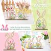 2 Pcs Wooden Easter Bunny Decor, Spring Tabletop Ornaments With Egg & Flower Cutout Design