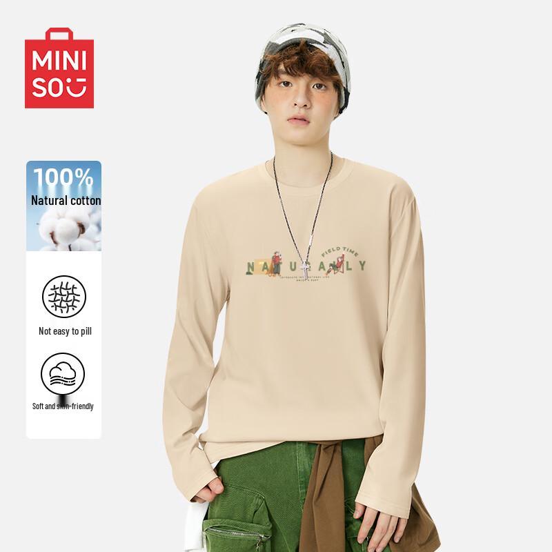 MINISO Men s Pure Cotton Long-Sleeve Basic T-Shirt M