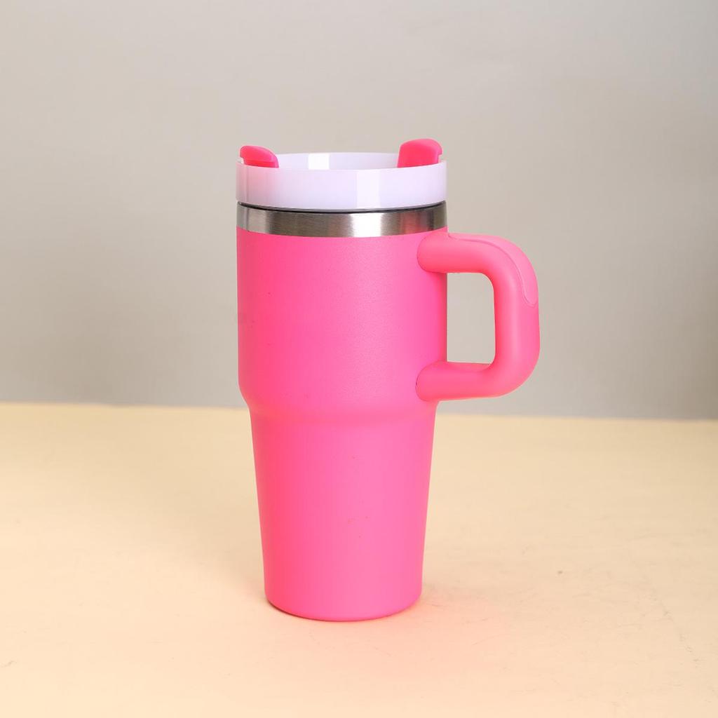 Tazza da auto in acciaio inossidabile da 20 oz con manico e cannuccia, Raffreddatore di ghiaccio termoisolato per bambini