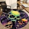 1PC Skulls Flames Office Round Area Rug, Mat Suitable For Office, Under Office Chairs Bedroom Living Room Home Decor, Room Deco