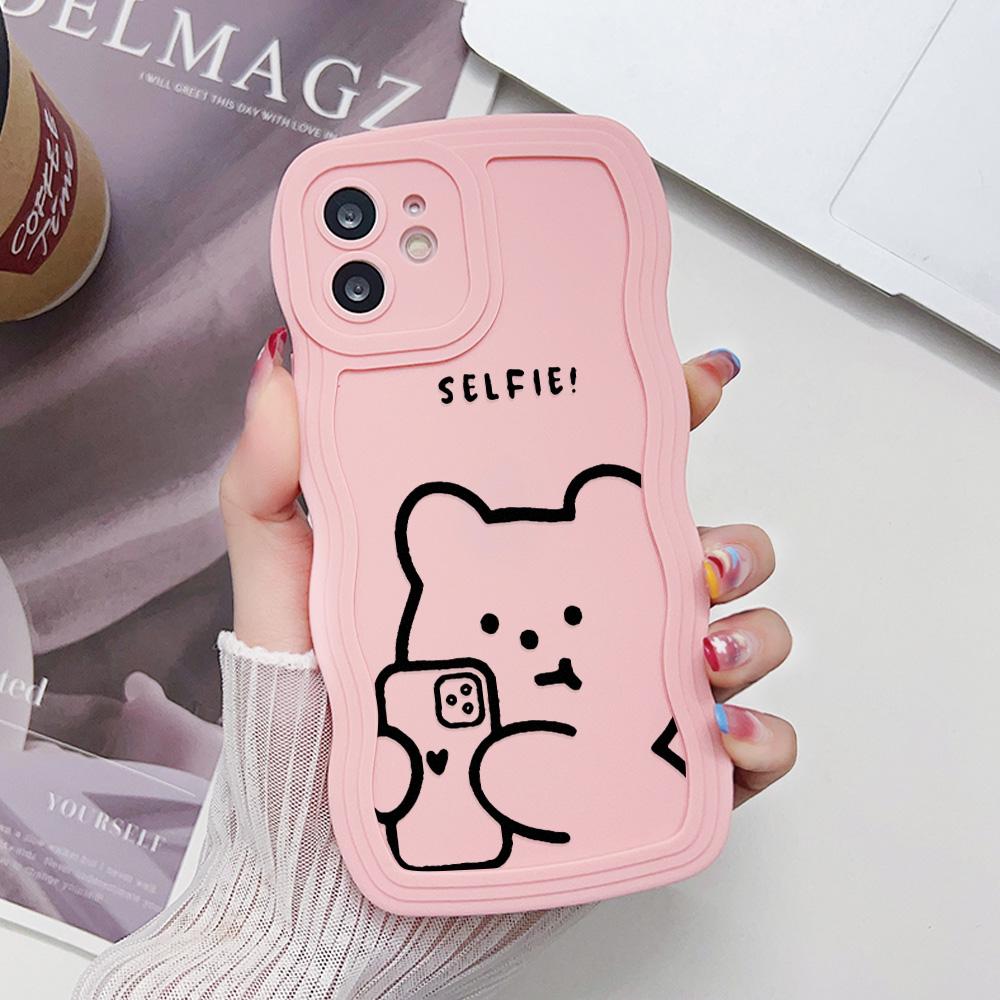 Mobile Phone Cases for iPhone 11 13 XR 15 Pro Max 12 14 Pro Max Case iPhone 16 7 Plus 8 Plus XS Max Big Wave Solid Color Cartoon Anti-drop Waterproof