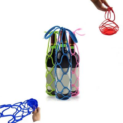 Reusable Silicone Wine Carrier with Mesh Coaster and Comfort Handle