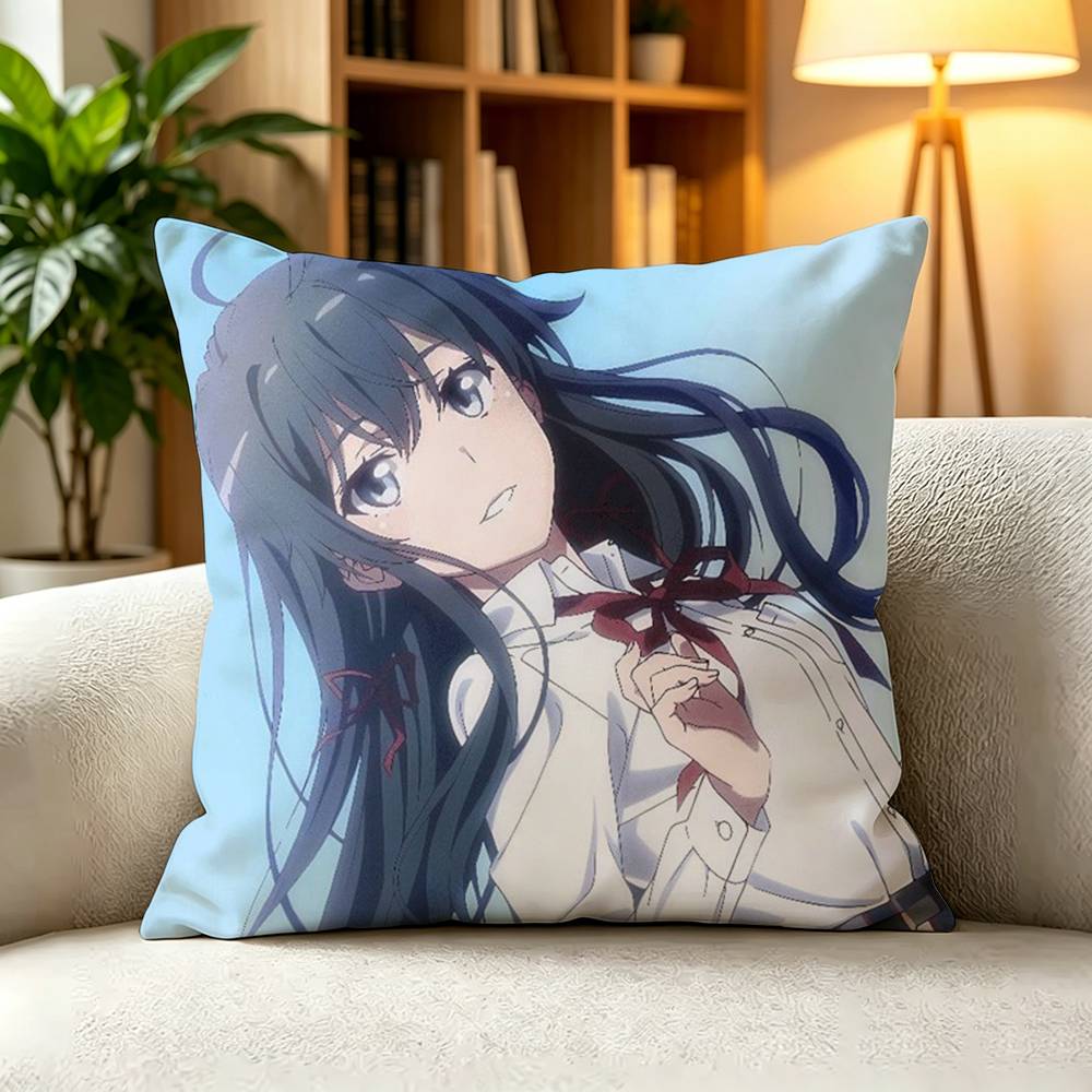YYukino Yukinoshita My Teen Romantic Comedy SNAFU Pillow Case Square DoubleSided Sofa Cushion Cover Bedroom Bedside Pillow