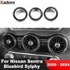 For Nissan Sentra Bluebird Sylphy -2024 Carbon Fiber Car Center Air Condition Vent Outlet Cover Trim Interior Accessories