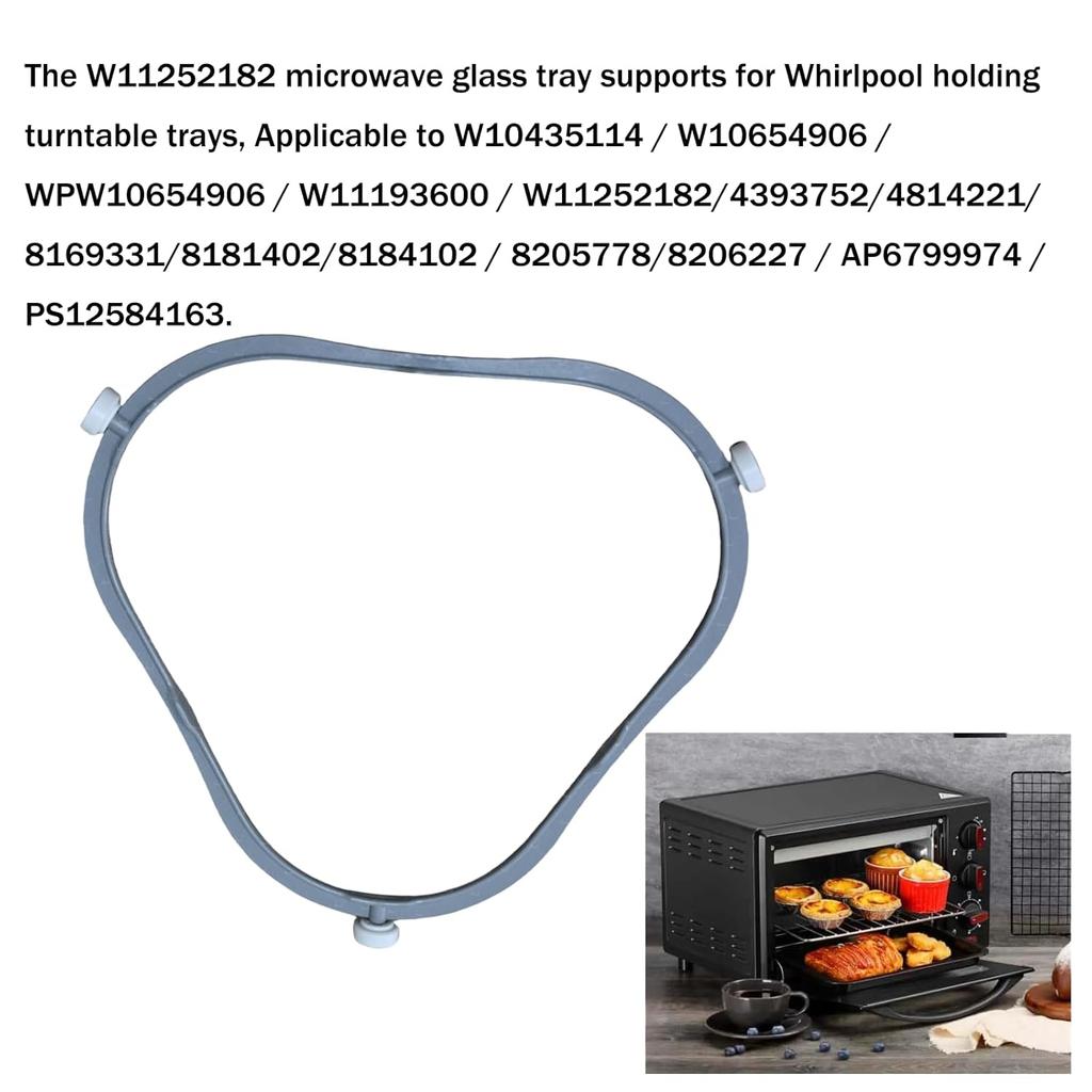 W11252182 8206227 Microwave Turntable Ring, Rotating Ring Roller 8206227, Middle Glass Plate Tray Support Holder, Replacement Inner Ring for