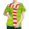 Women's Short Sleeved Patterned Pockets, Work Print Stand Up Collar, Single Breasted Protective Clothing, Cardigan Jacket, Top