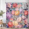Watercolor Floral Shower Curtain Daisy Herb Plant Flower Botanical Bathroom Decor Modern Dark Polyester Bath Curtain With Hooks
