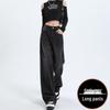 Damen Jeans Schwarz-Grau, Hoher Bund, Weiter Bein, Herbst 2025 Stil, Schlankmachende und Vielseitige Bodenlange Hose.