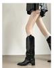 Hosenstiefel Damen 2025 Herbst und Winter neuer Stil Spitz zulaufend Über dem Knie Lange Stiefel Dicker Absatz Schlankmachend Ärmel Ritterstiefel
