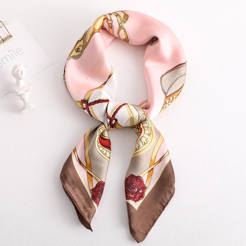 Autumn new decorative square scarves, European and American minimalist vintage professional scarves, artificial silk artistic women's sun-protective s