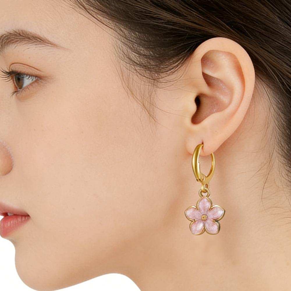 Cazador Enamel Flowers Women's Earrings Stainless Steel Gold Color Plumeria Daisy Hoop Earrings Jewelry Trendy Mother's Day Gift