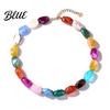Short Collarbone Necklace Colorful Chunky Beaded for Women Resin Beads
