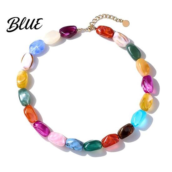 Short Collarbone Necklace Colorful Chunky Beaded for Women Resin Beads