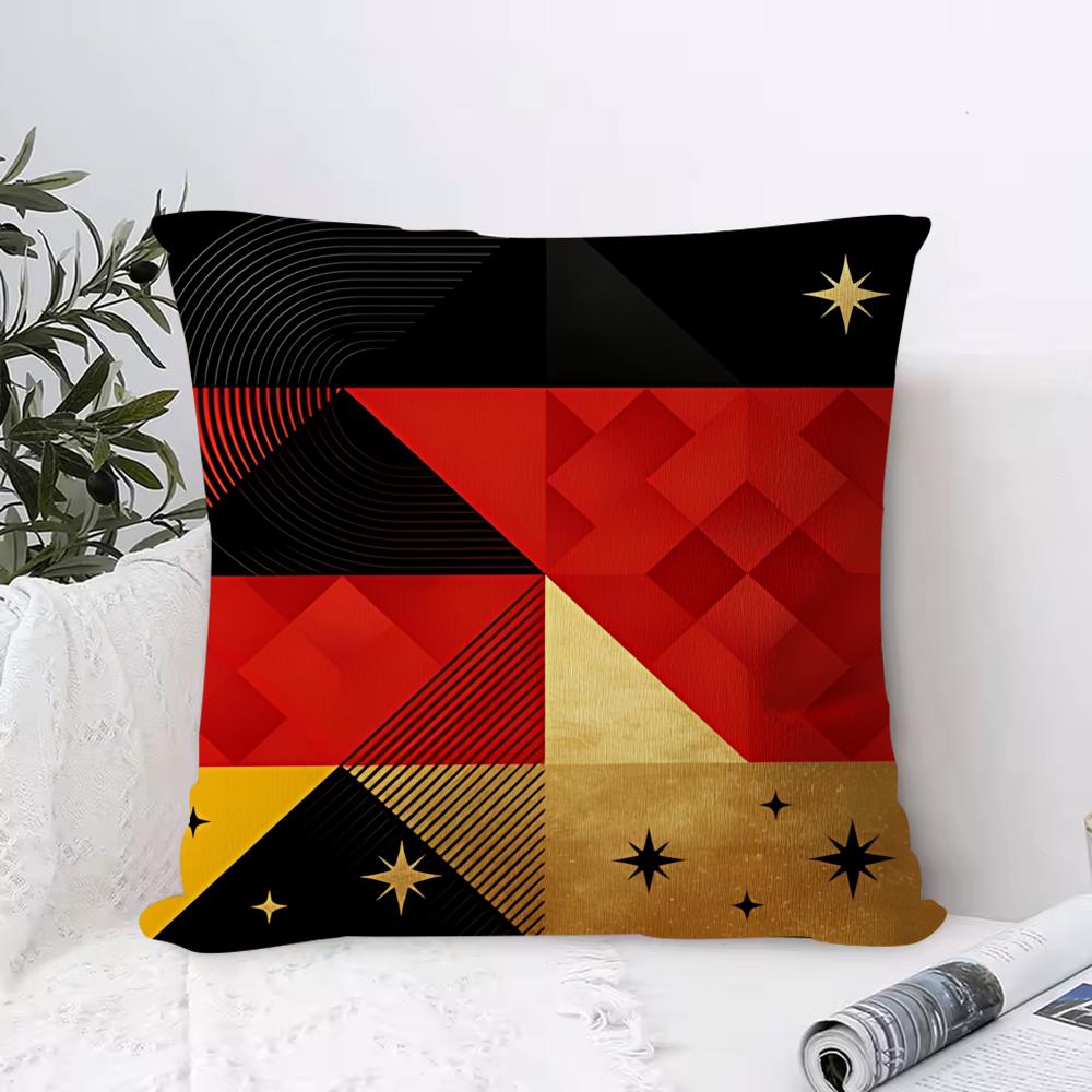 Germany Ger Flag Cushion Cover 1 Piece Short Plush Pillowcase, Soft And Washable, Mostly Used For Sofa, Car