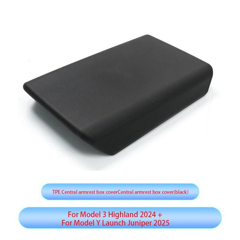 

For Tesla Model Y Launch Juniper 2025 Model 3 Highland 2024 TPE Soft Case Center Console Arm Rest Lid Armrest Cover Accessories чорний