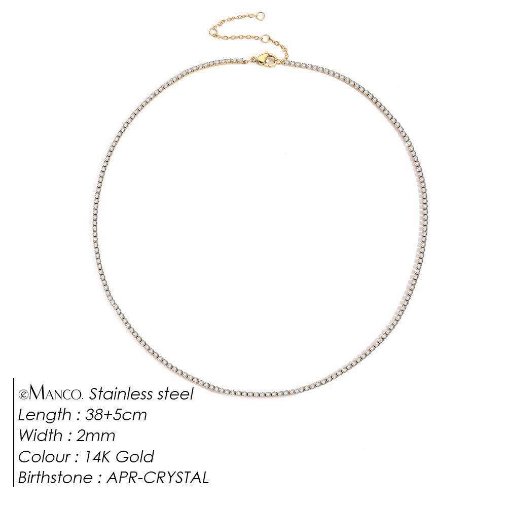 eManco Starry Sky Women's Retro Tennis Necklace - Full Diamond Clavicle Chain with European & American Design, Temperament & Personality Style.