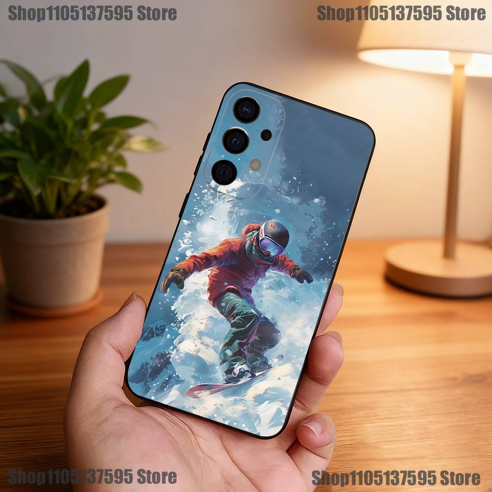 Skiing Snow Snowboard Ski Phone Case For Samsung S25,S24,S21,S22,S23,S30,Ultra,S20,Plus,Fe,Lite,5G Black Cover