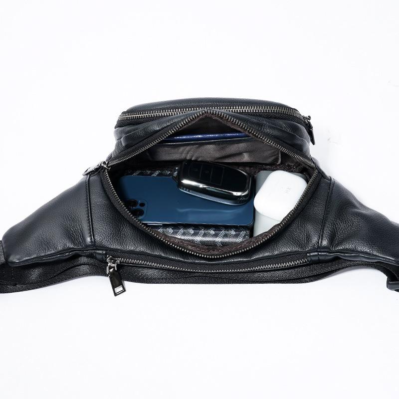 The First Layer of Leather Waist Pack Fashion Shoulder Bag Leisure Sports Fitness Convenient Crossbody Bag