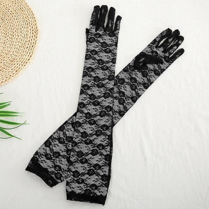 Sexy Lace Gloves Women Summer Sun Gloves Lace Gloves UV Drive Long Thin Section Finger Gloves