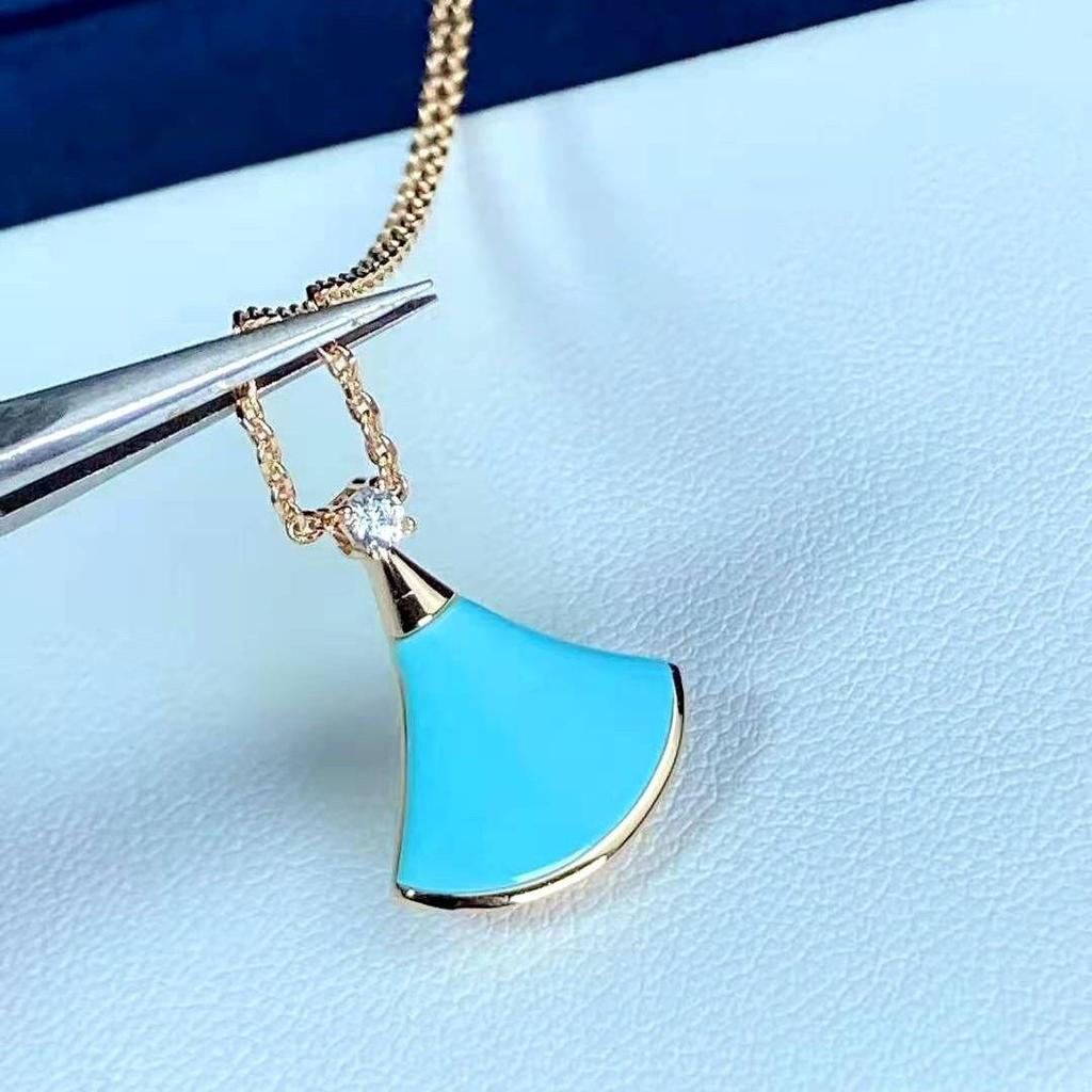 Natural Mother-of-Pearl Double-Layer Fan Pendant Necklace - Women's Luxury Clavicle Chain