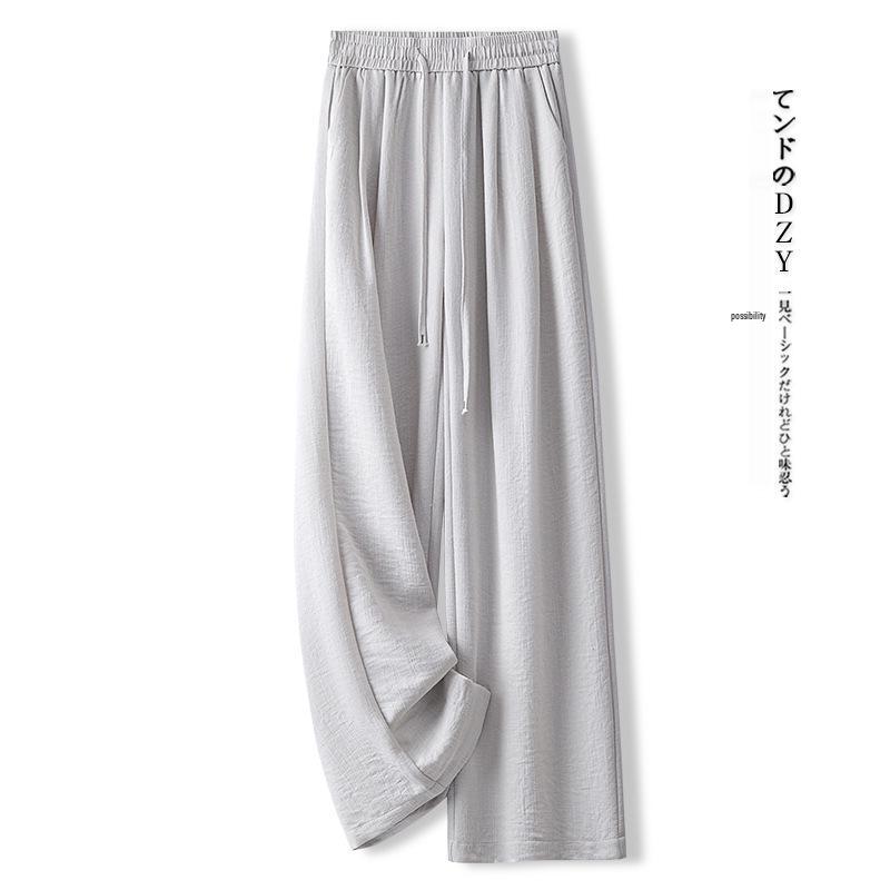 

Женские хлопково-льняные брюки широкого кроя и тенселовые брюки прямого кроя – Весна/Осень 2025, стиль Ямамото с драпировкой и рами. 30/2XL (recommended 62.5-67.5 kg) серый