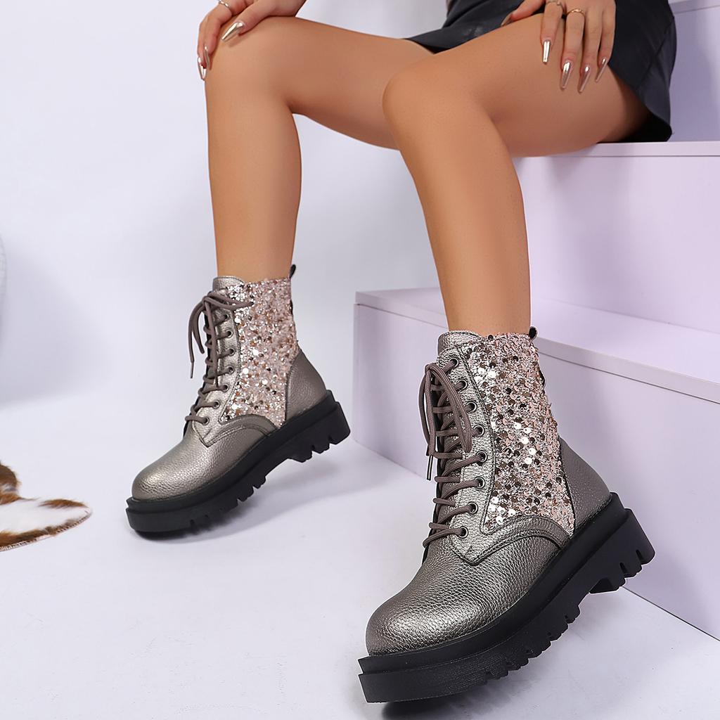 Women Anti-slip Boots Comfortable Lace-up Ankle Boots Outdoor Deep Mouth Chunky Platform Designer Shoes  De Mujer