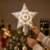 Puntale per Albero di Natale a Stella a Cinque Punte con Proiezione di Fiocco di Neve per Decorazione Festiva