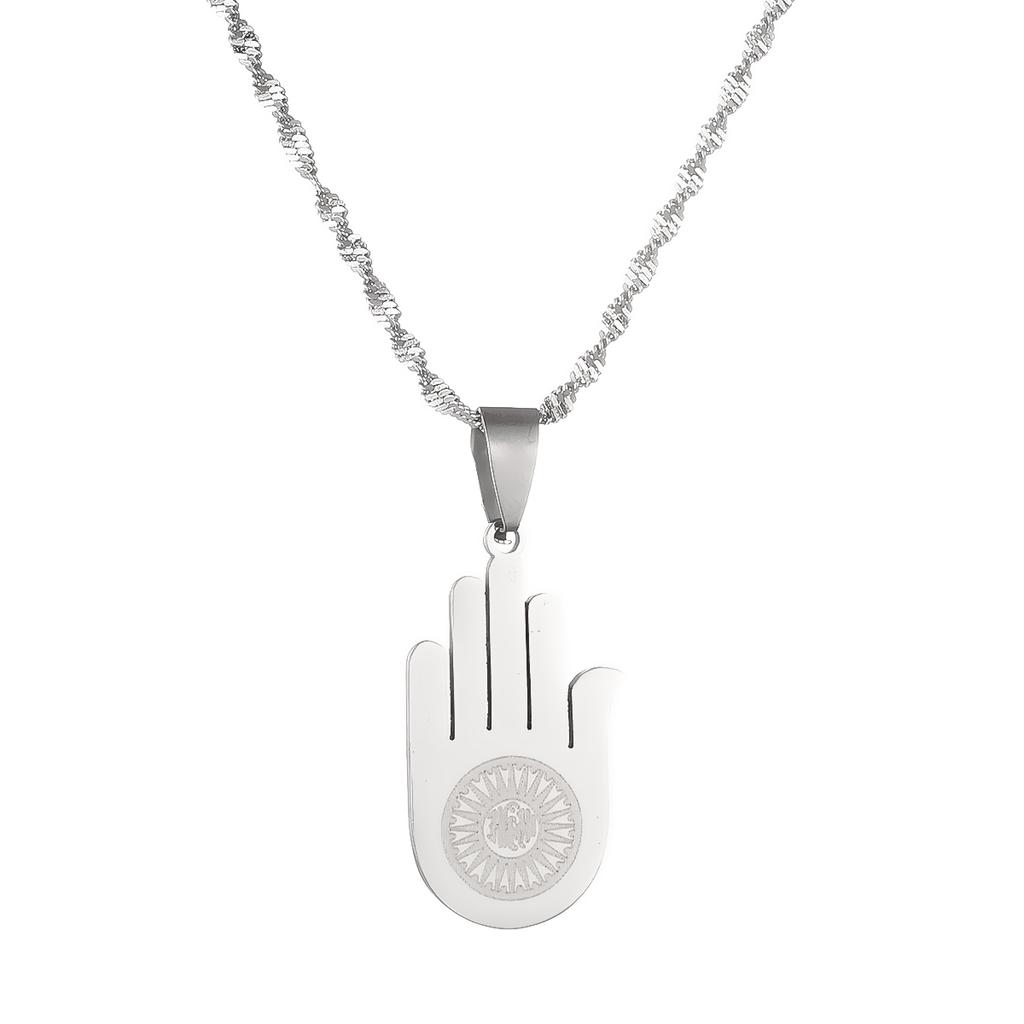 Stainless Steel Jainism Ahimsa Hand Pendant Chain for Women Men