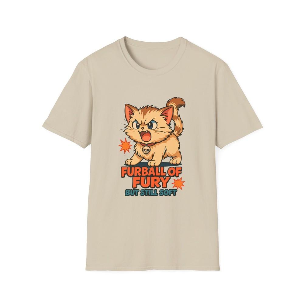 

Unisex Softstyle T-Shirt Angry Kitten Funny Furball of Fury Still Soft Cartoon L