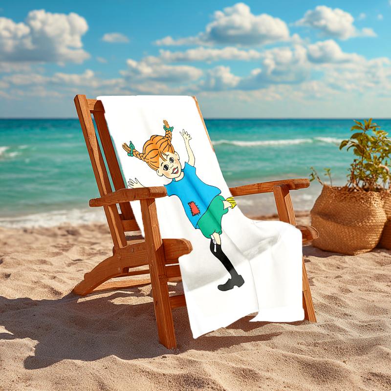 1pc Pippi Longstocking1 Beach Towel, Comfortable and Thick, and Swimming/Bath/Picnic/Camping Towel, Suitable for Seaside Beaches