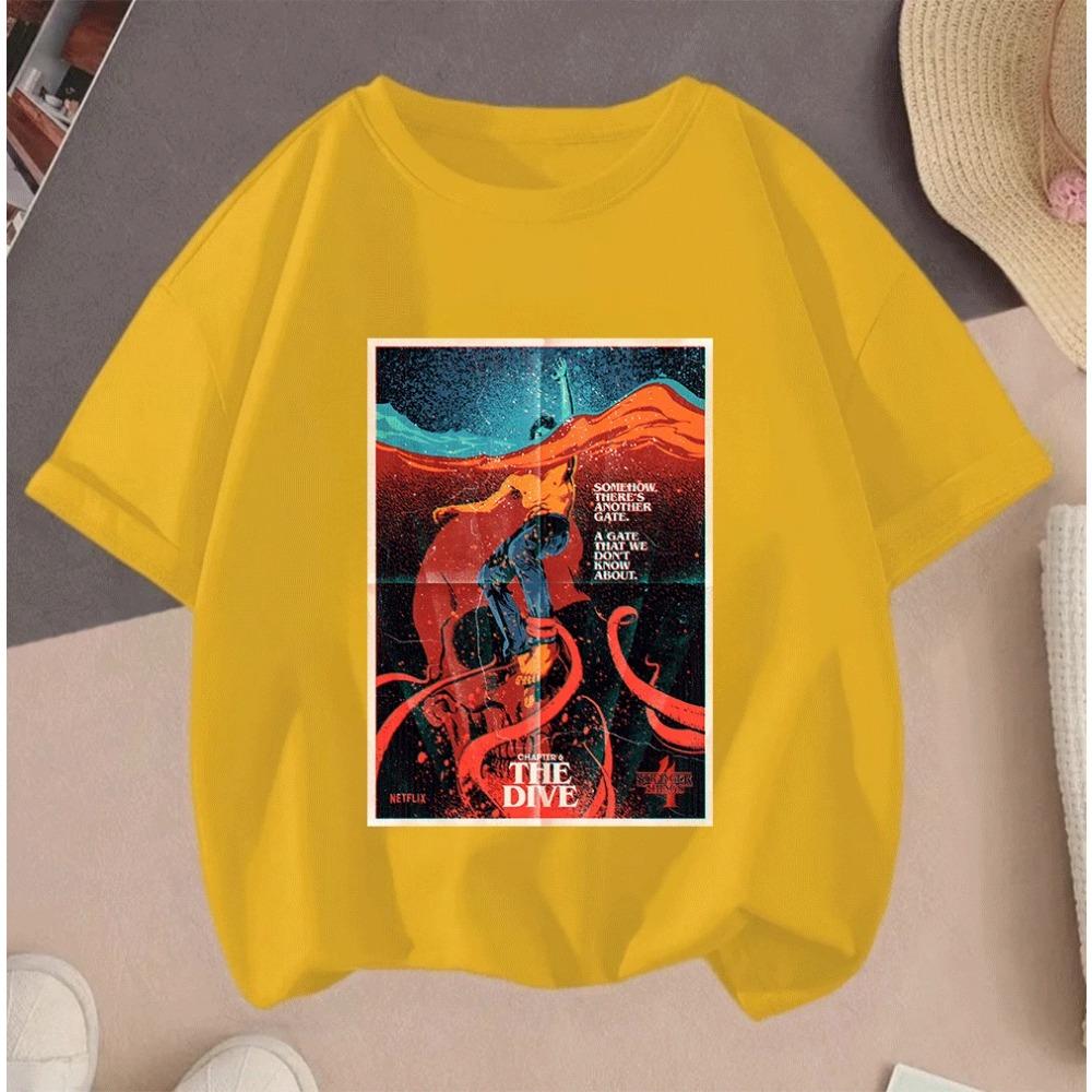 Hot Sale 2026 Stranger Things 2D Printed Casual Summer Short Sleeve T Shirt For Teenagers Kids Boys