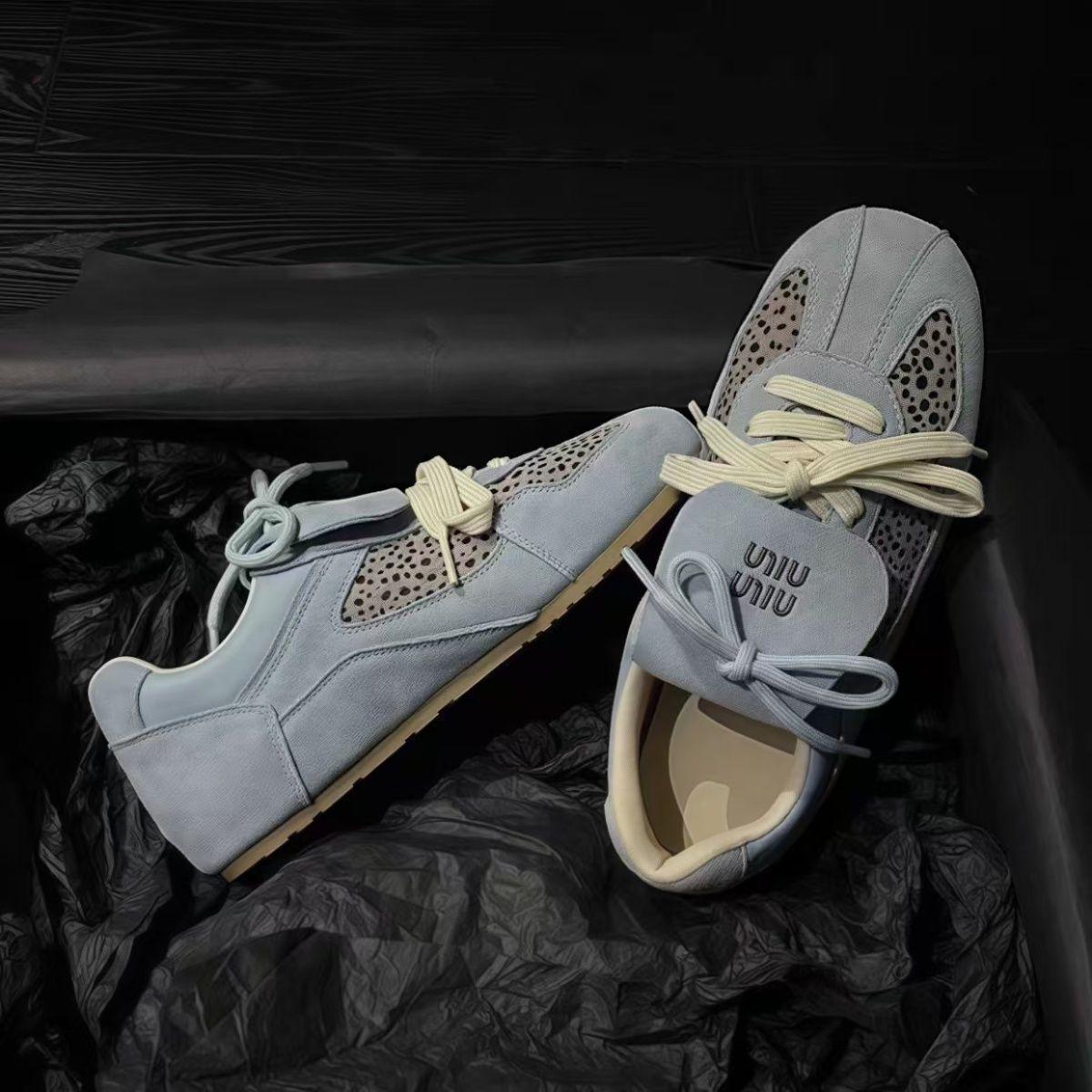 

Нишевый дизайн, чувство, увеличение внутренней высоты, леопардовый принт, немецкие тренировочные туфли, женские, 2025, новые, ретро, универсальные, повседневные, спортивные, кеды, тренд 40 синий