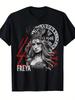 Unisexs Viking Goddess Freya Nordic Mythical Tshirt Viking Warrior Design Featuring Freyas Face And Rune Symbol Print Tshirt