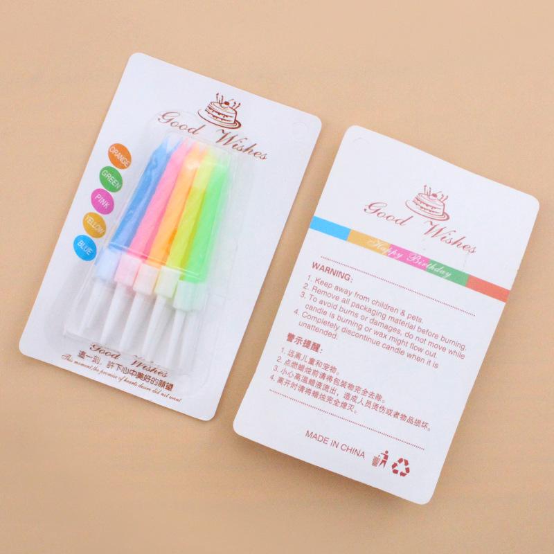 Birthday Cake Sucking Card with Small Threaded Candles Romantic Party Party Colorful Mixed 10 Spiral Candles