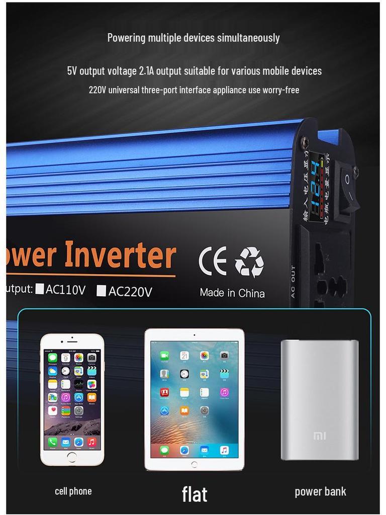 Smart Car Solar Inverter 12V/24V To 220V Converter