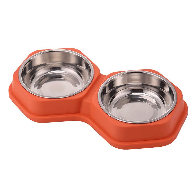 Mangeoire pour animaux de compagnie à double bol Base antidérapante PP durable Acier inoxydable Facile à nettoyer Gamelle nourriture eau pour chats chiens