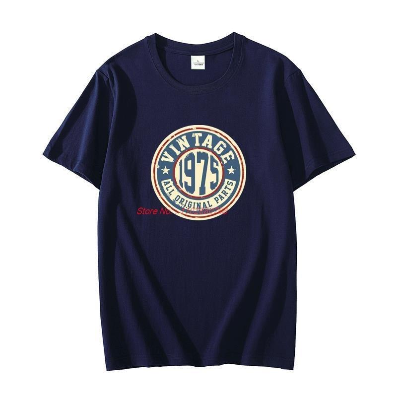Unisexs Vintage Short Sleeve Tshirt Cotton Graphic Oneck Fun 48 And 48 1975 Birthday Gift Summer Tshirt