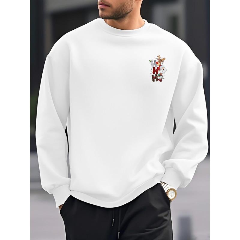 Christmas-Themed, Men'S New Round-Neck Sweatshirt with Reindeer Print, Double-Sided Print Long Sleeves, Versatile And Stylish Casual Sports Pullover