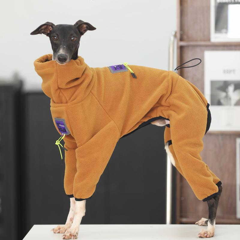 Fashion Italian Greyhound Clothes Brown Stretch Soft Fleece Whippet 4-legged Outing Dog Clothes Greyhound Warm Clothes in Winter