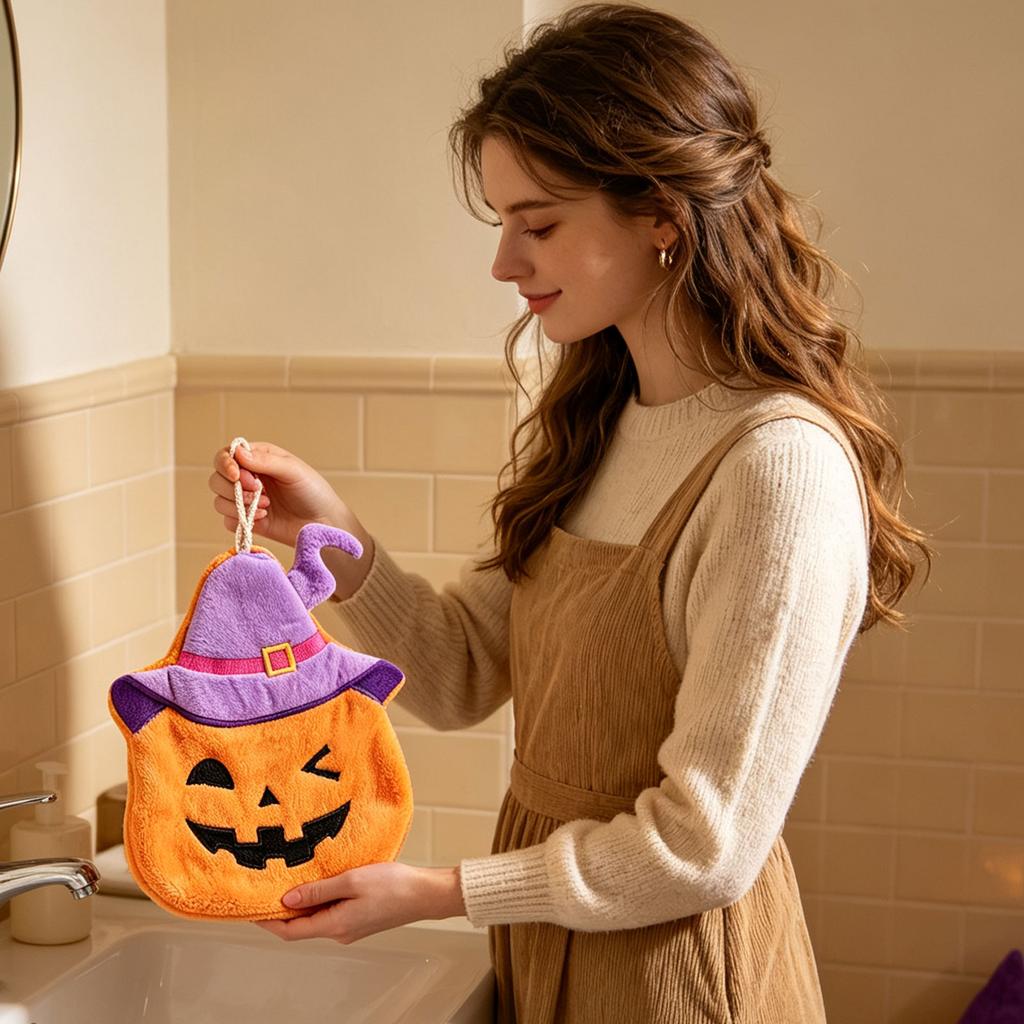 Halloween Pumpkin Hand Towel Hanging for Home Decoration