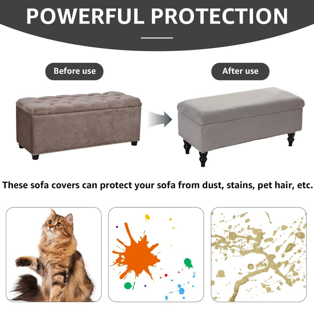 Stretch Footrest dustproof Ottoman Slipcovers Rectangle Footrest Footstool Piano Seat Bench Protector Slipcover Protector Covers