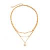 Salircon Exquisite Glass Rhinestone Star Layered Chain Pendant Necklace Women 18K Gold Plated Stainless Steel Waterproof Jewelry