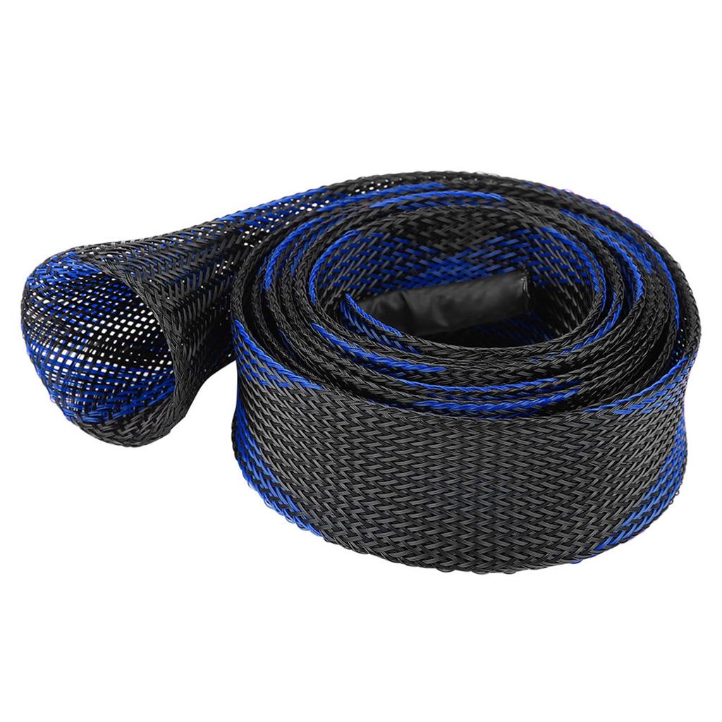 Protector de cubierta de poste de caña de pescar de fundición expandible de manga trenzada (Azul negro)