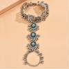 Braccialetto Anello da Dito Boemo Stile Indiano Minimalista Esagerato Argento Anello Catena Mano Vintage Vuoto con Ciondolo Nappa